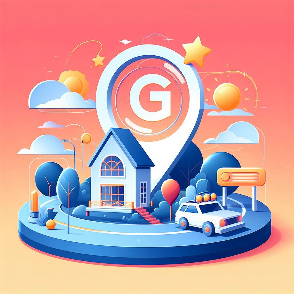 A digital workspace illustration featuring a central laptop with Google search displayed, surrounded by a clock, potted plants with Google logos, a computer mouse, and stationery. Above, cartoon eyes with antennas connect to whimsical clouds, hinting at online assistance or surveillance. The scene is playful yet focused on online research and work efficiency